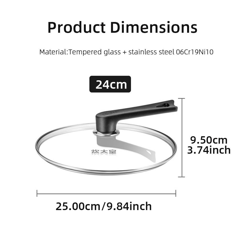 Cooker King Pot Cover 24/26/28/30/32cm Household Frying Pan Tempered Glass Cover Kitchen Wok Pan Universal Splash-Proof