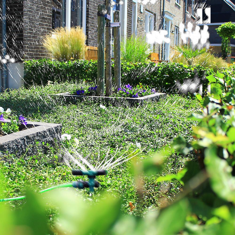 360 Degree Rotating Sprinkler, 3   Arms with 12 Spray Nozzles and Plastic Ground Plug, for Garden Lawn Yard Irrigation Watering