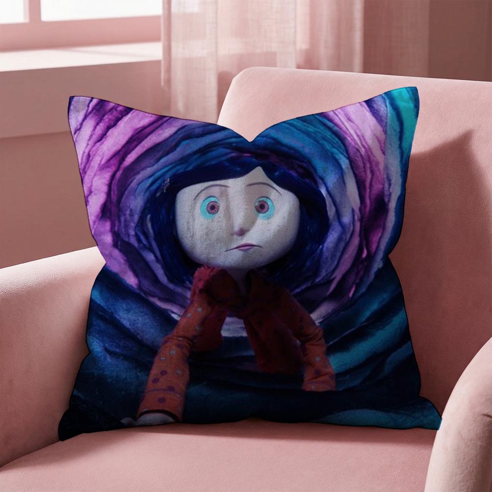 HOT Cartoon Coraline Cushion Cover MultiScene Pillow Cover for Home Car Reversible Soft Durable for Daily Use