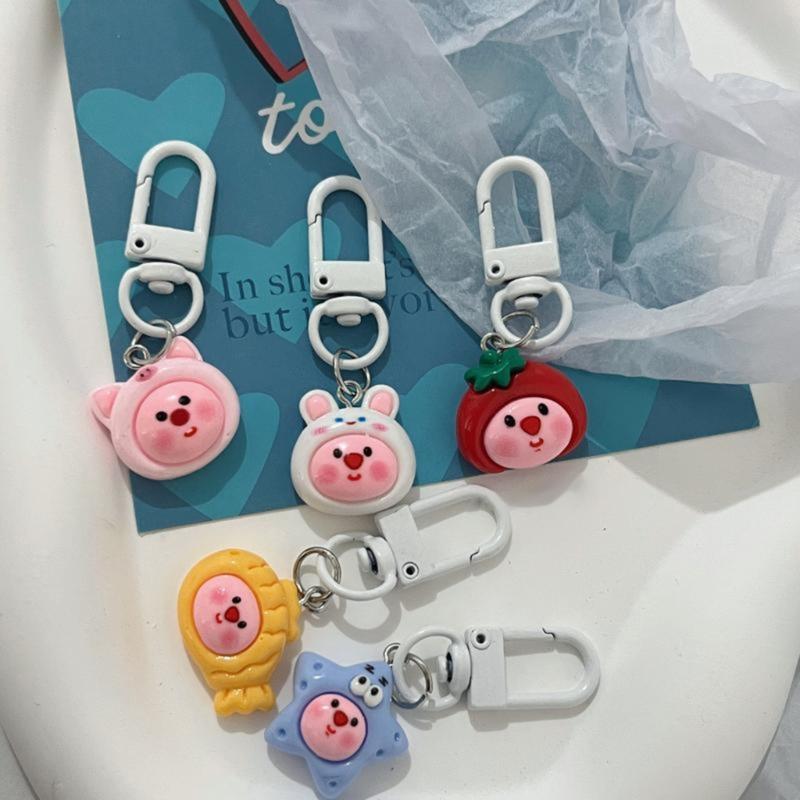 Cute Resin Keychain Loopy Keychain Resin Cartoon Doll Pendant Cute Accessories Perfect Gift for Woman Girls Children