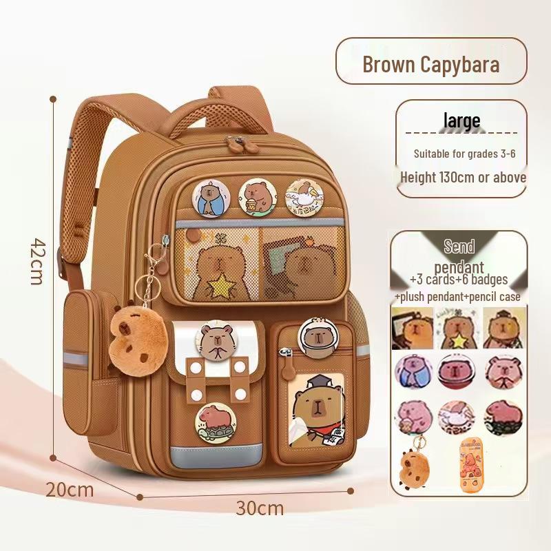 

Милий шкільний рюкзак з капібарою великої місткості для учнів початкової школи - Легкий, підходить для 1-3 та 6 класів