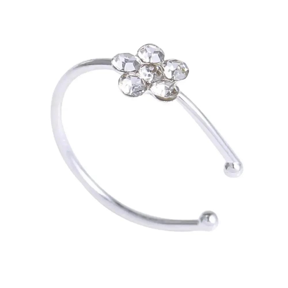 1pc Non Piercing Flower Clip Nose Ring Fake Hoop Earring Stainless Steel Ear Cuff Without Holes Body Jewelry
