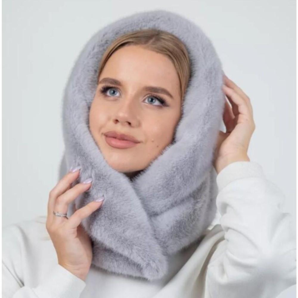 Thick Warm Winter Fur Hat Soft Knitted Hat Scarf New Fur Neck Collar for Women