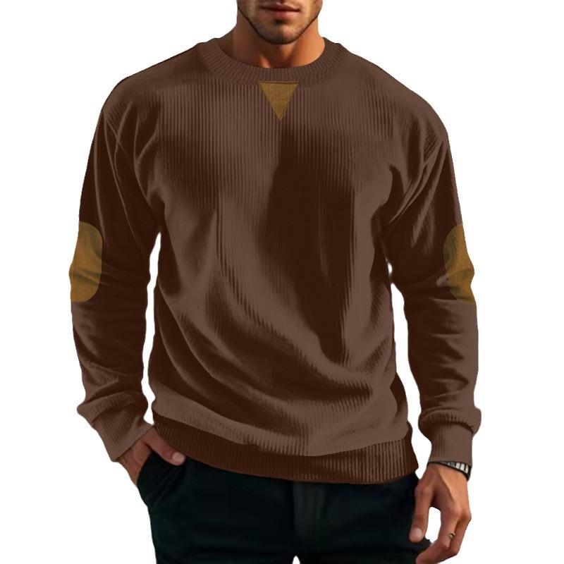 Herren Rundhals Casual Stehkragen Kord Langarm Sweatshirt für Frühling und Herbst