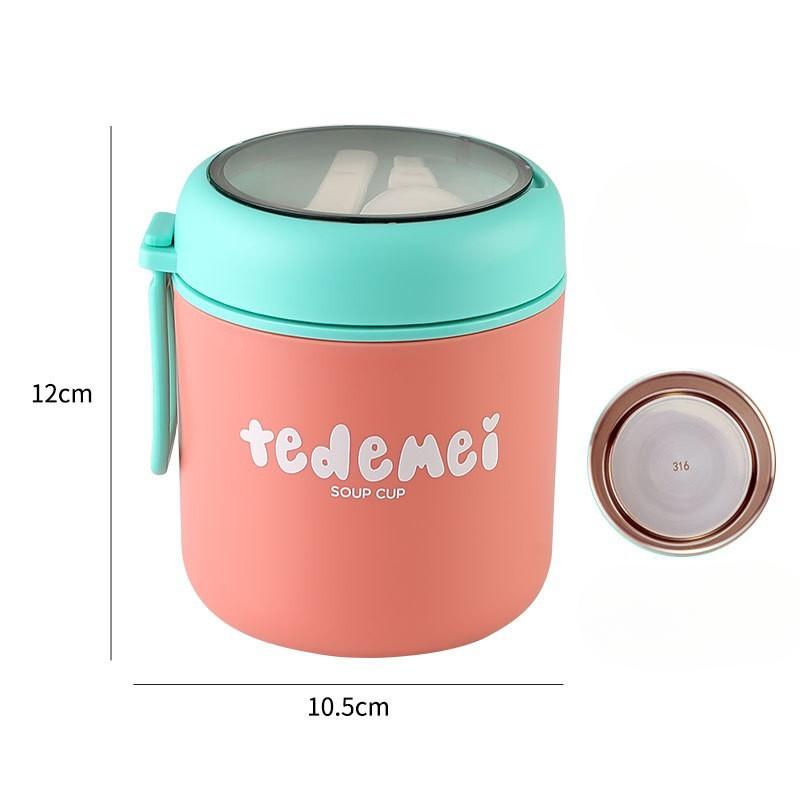 Stainless Steel Insulated Lunch BoxDouble-layer Portable Soup Cup, Small Rice Bucket Sealed Breakfast Cup Soup Bowl