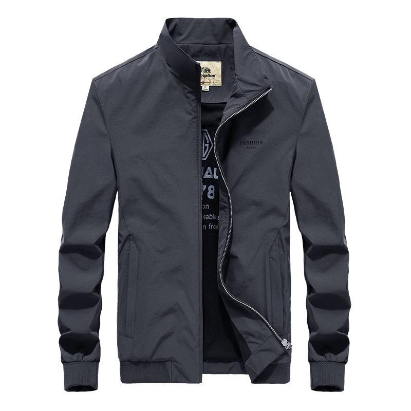 Autumn New Men's Stand-up Collar Four-sided Elastic Quick-drying Jacket Men's Single-layer Shrink-sleeved Elastic Jacket