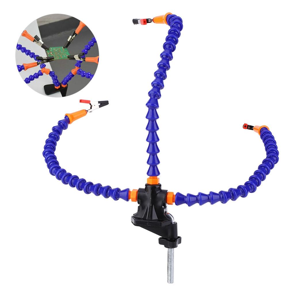 Flexible 3 Arms Soldering Holder Blue Multifunctional for Circuit Board Repairing and Fixing