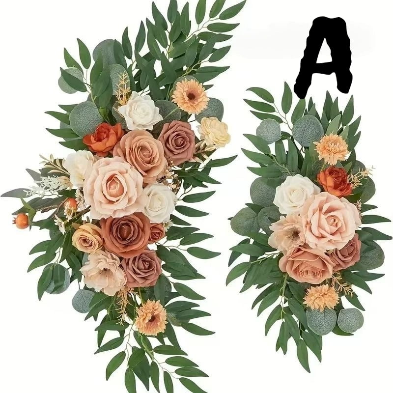 Fake Flower Wedding Arch Flower Set (2-piece Set), Used for Wedding Decoration, Ceremony, Reception, Background Music, Thanksgiving