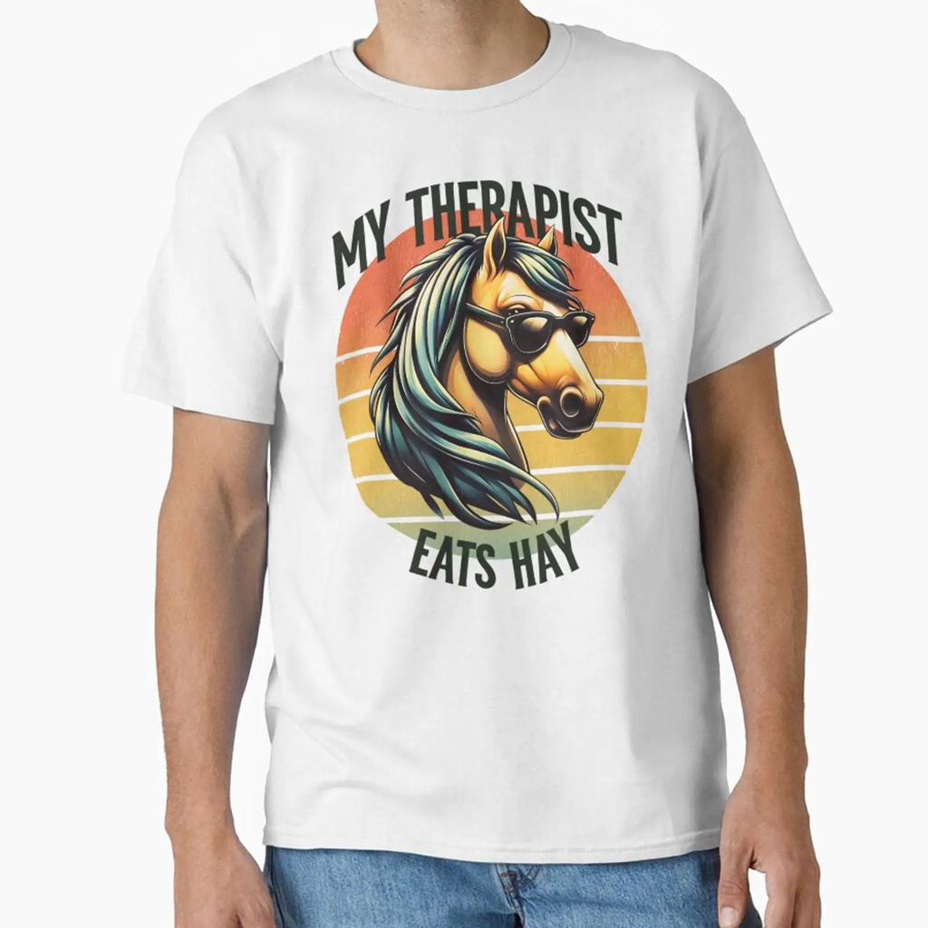 My Therapist Eats Hay Designed And Sold By Yatomino Vintage Unisex Graphic Slightly Soft Stretched Stylish