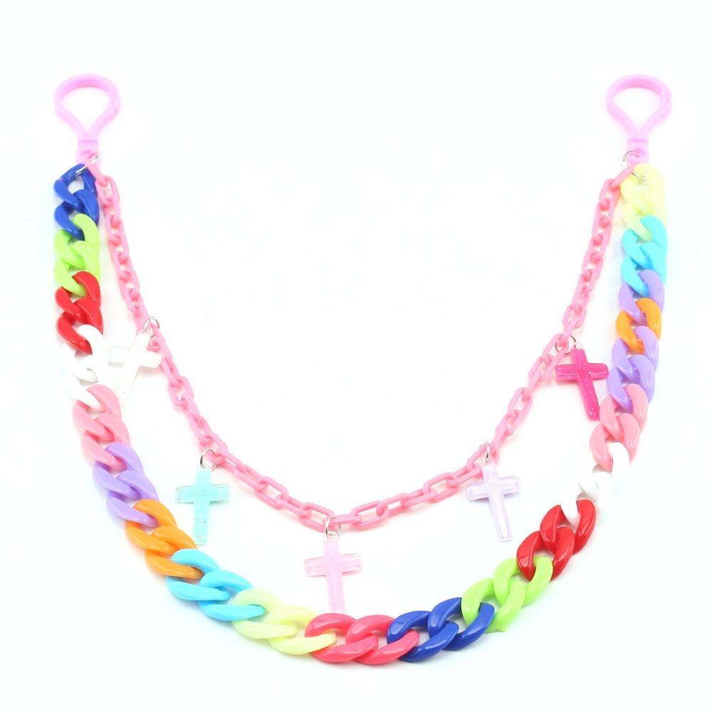 Doppelschichtige Stern-Gürtelkette Regenbogen-Kreuz-Hosenkette Lange Herz-Taillenkette Hose