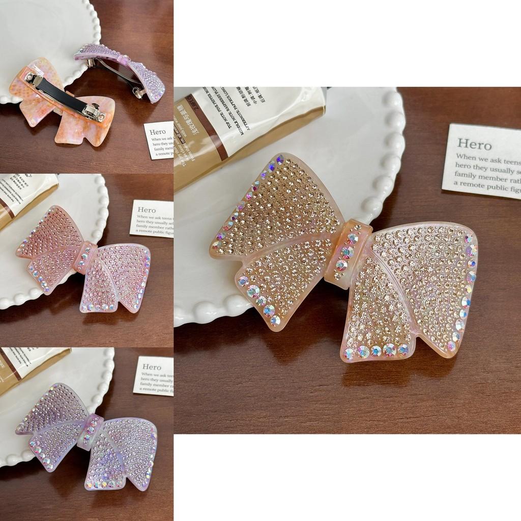 Trendy Rhinestone Bow Knot Acetate Hair Clip High-end Hair Accessory For Women