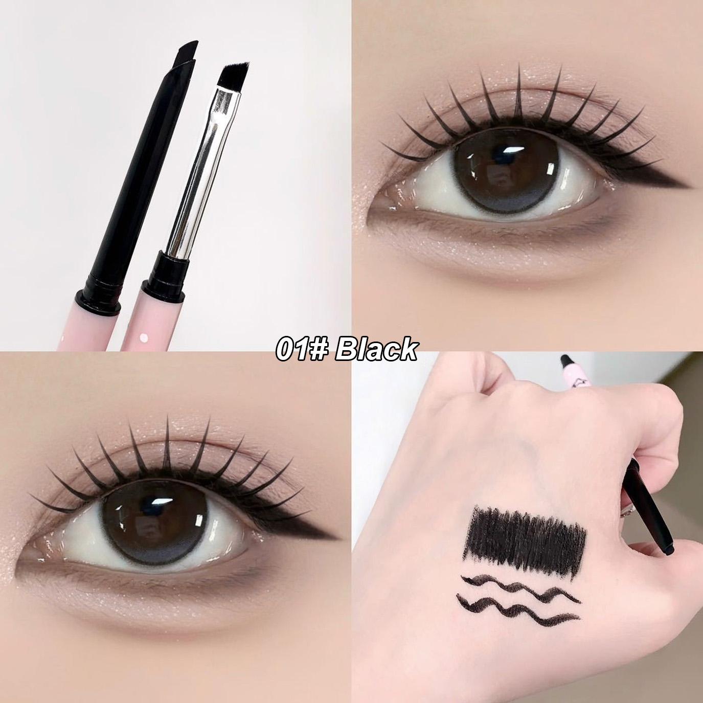 Double-ended Eyeliner Gel Pencil Waterproof Long-lasting Natural Soft Non-Smudge Black Brown Eyeliner Pen Makeup for Eyes 80mg