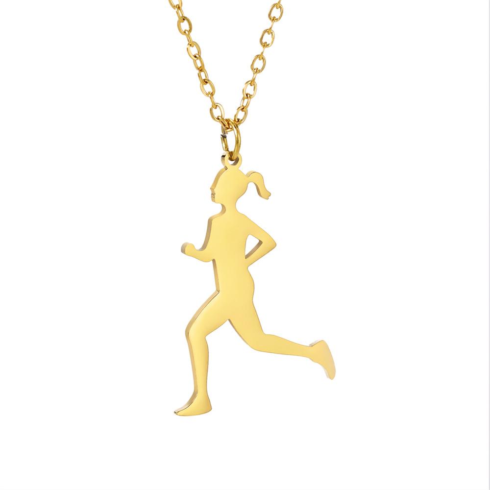 

Running Girl Pendant Necklace Stainless Steel Runner Sport Neck Chain Spirit Athletes Party Jewelry Marathon Lovers Gift