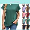 Urban Style T Shirt For Women With Pure Color Cotton Polyester Fabric Casual Summer Top