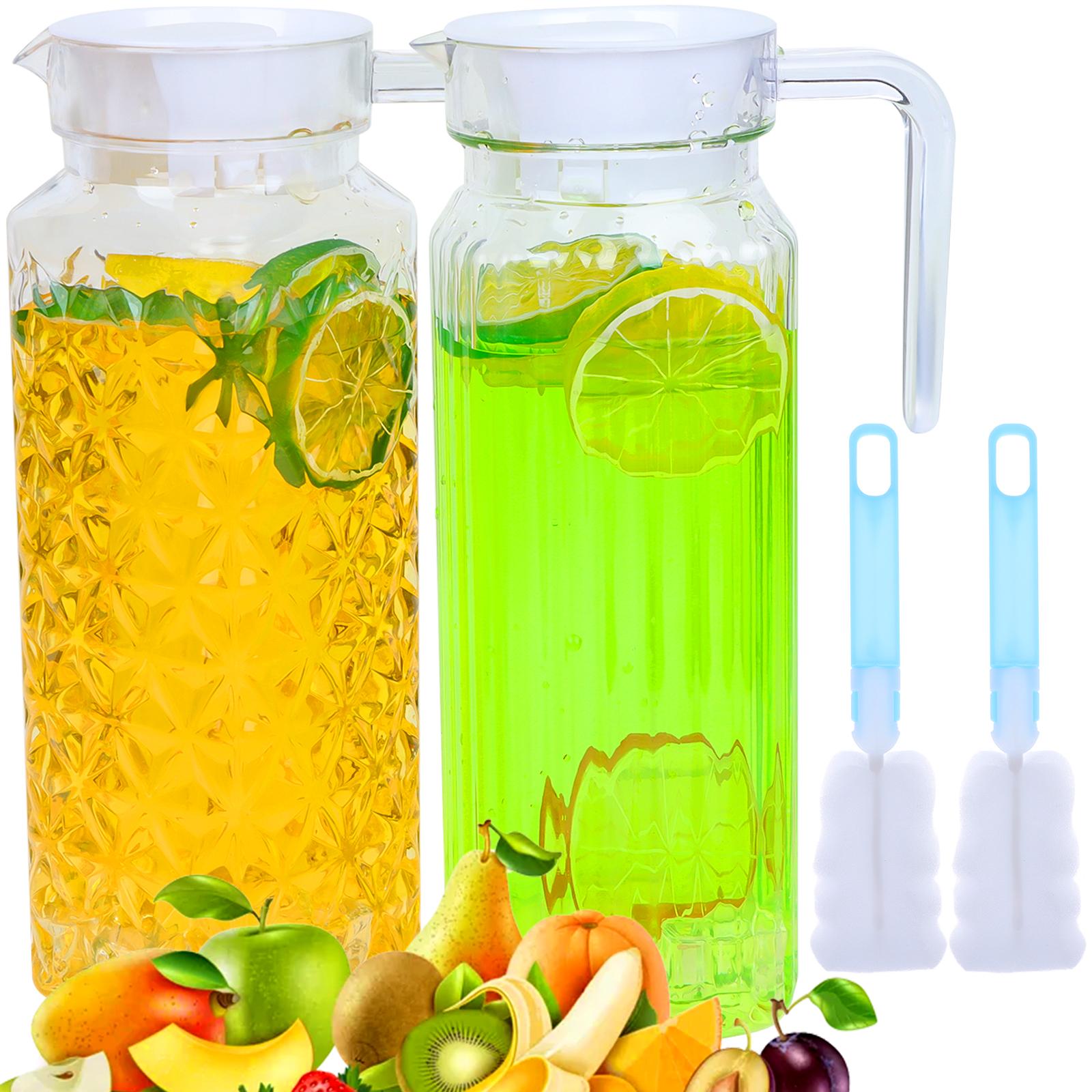 

2 упаковки акриловых кувшинов, прозрачный пластиковый кувшин на 37 унций со съемной крышкой