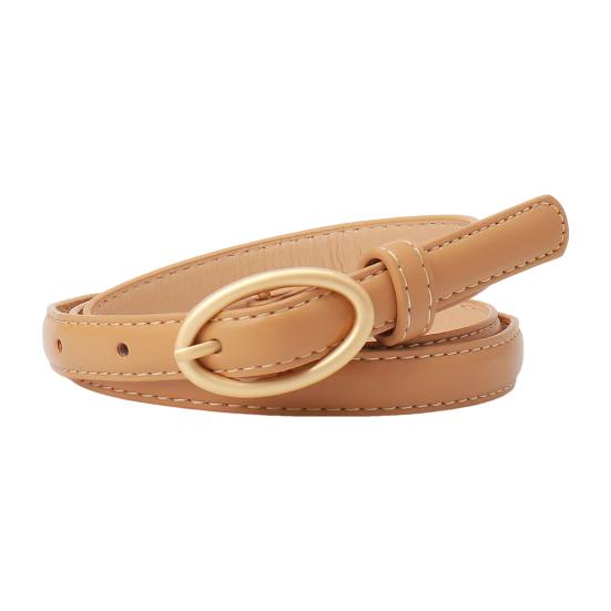 Dámský pásek Kovová oválná spona Dekor Vícedírkový design Nastavitelná délka Pás Imitace kůže Pasový pásek Doplněk ke košili svetru