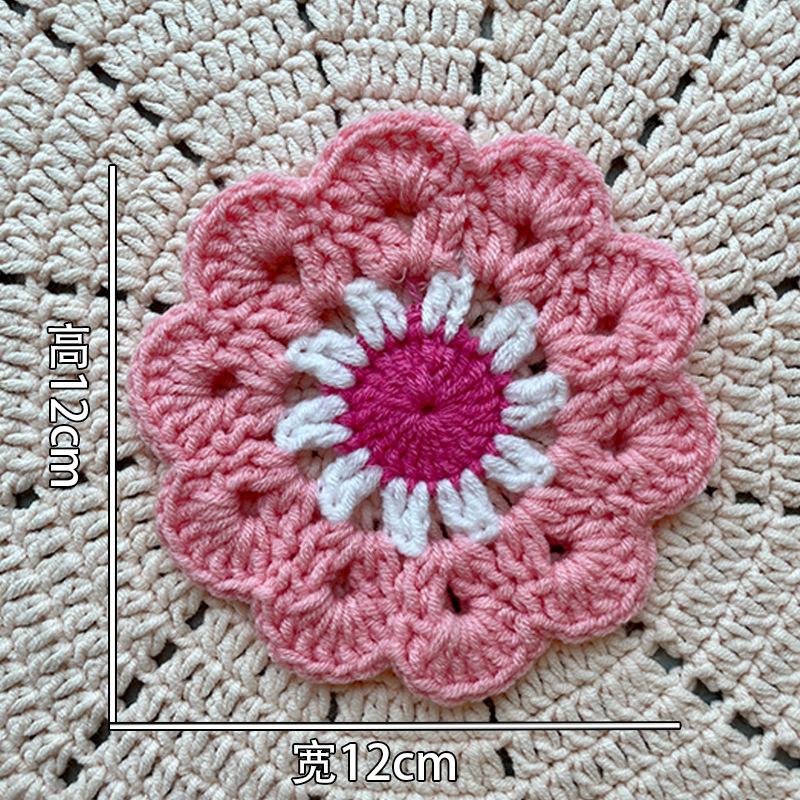 Finished product new cute wind ins small flower coaster placemat thermal insulation mat handmade wool crochet