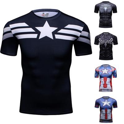 Cody Lundin Marvel Ubrania Druk 3D Kompresyjny Koszulka Sportowa Fitness Bieg Cosplay Krótki Rękaw Koszulka Kapitana Ameryki
