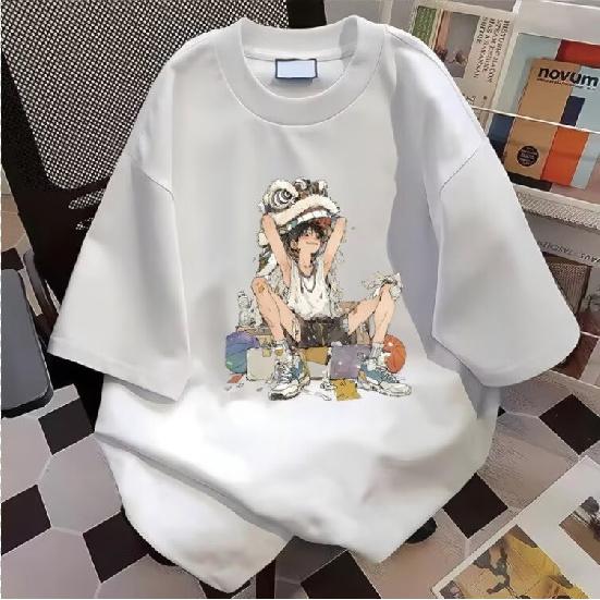 

Men s Summer New Printed Short Sleeve T-Shirt Ins Trend Hip-Hop Style Crew Neck Base Shirt Top 5XL