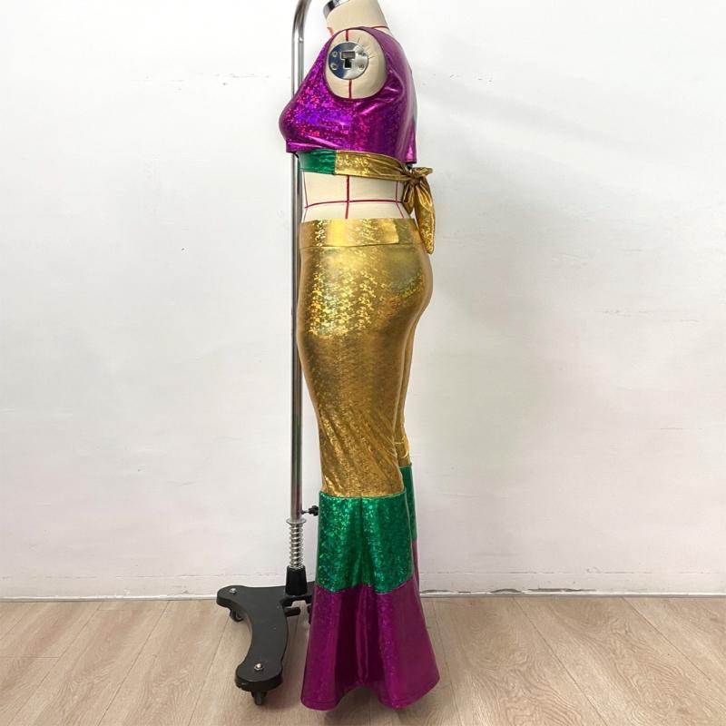 Disco Party Costume Set With Fashion Polyester Halloween Dance Costume And Matching Headpiece For Women