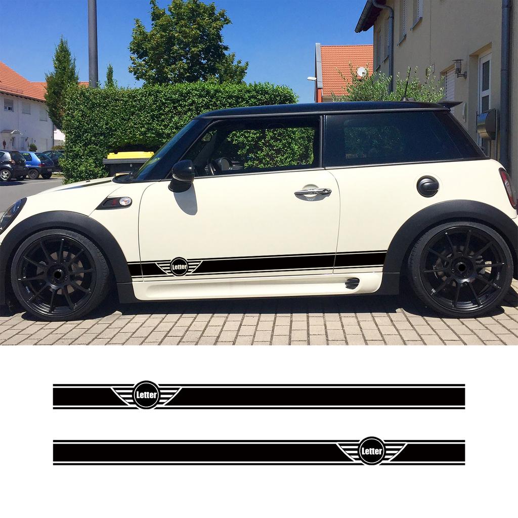 2PCS Racing Sport Vinyl Decals Car Door Side Stripe Stickers for MINI Cooper Countryman Clubman JCW Fashion Car Accessories