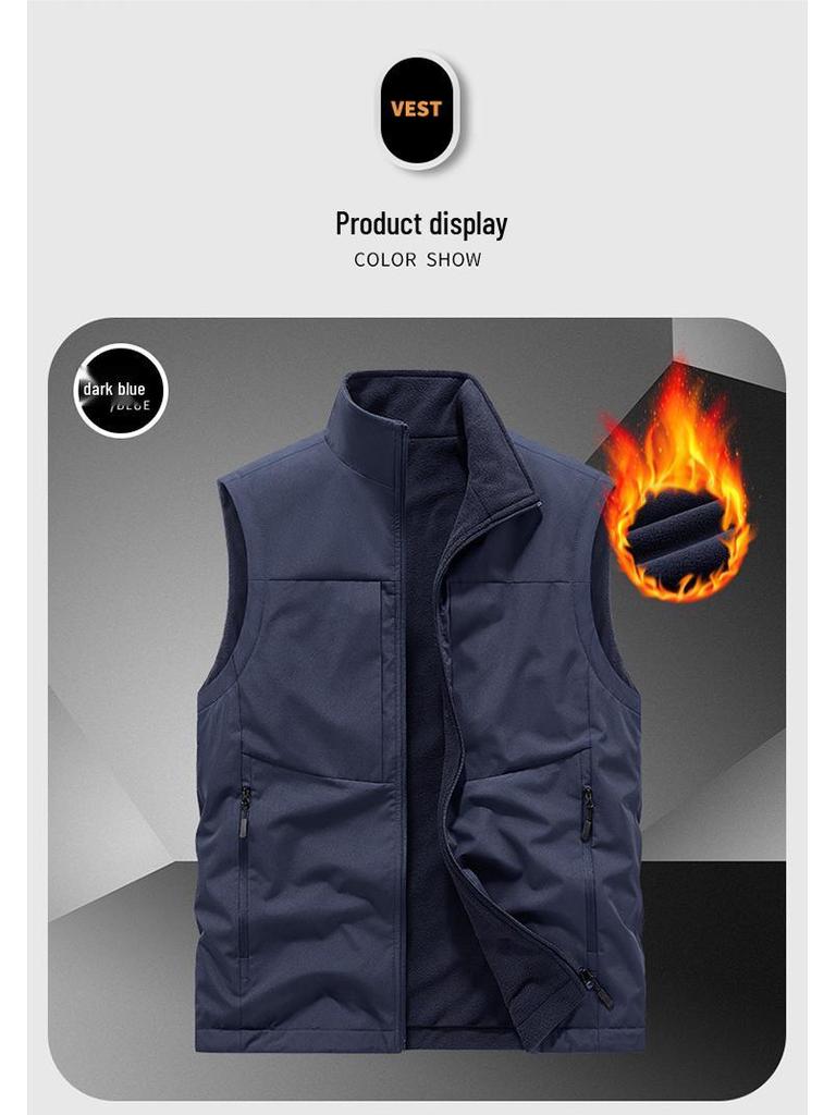 Men's Double-Sided Plush Winter Vest - 2024 Collection, Sleeveless Outerwear, Casual & Warm (Model 8822A)
