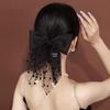 Black Bowknot Beaded Luxury Hair Clip for Women