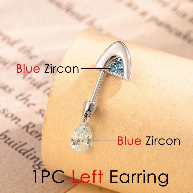 

Трендовый плавающий пирсинг Хеликс 2025 года, серьга в форме кошачьего ушка, титановая сталь, циркон в форме капли воды, штанга для трагуса, пирсинг хряща тела, циркон