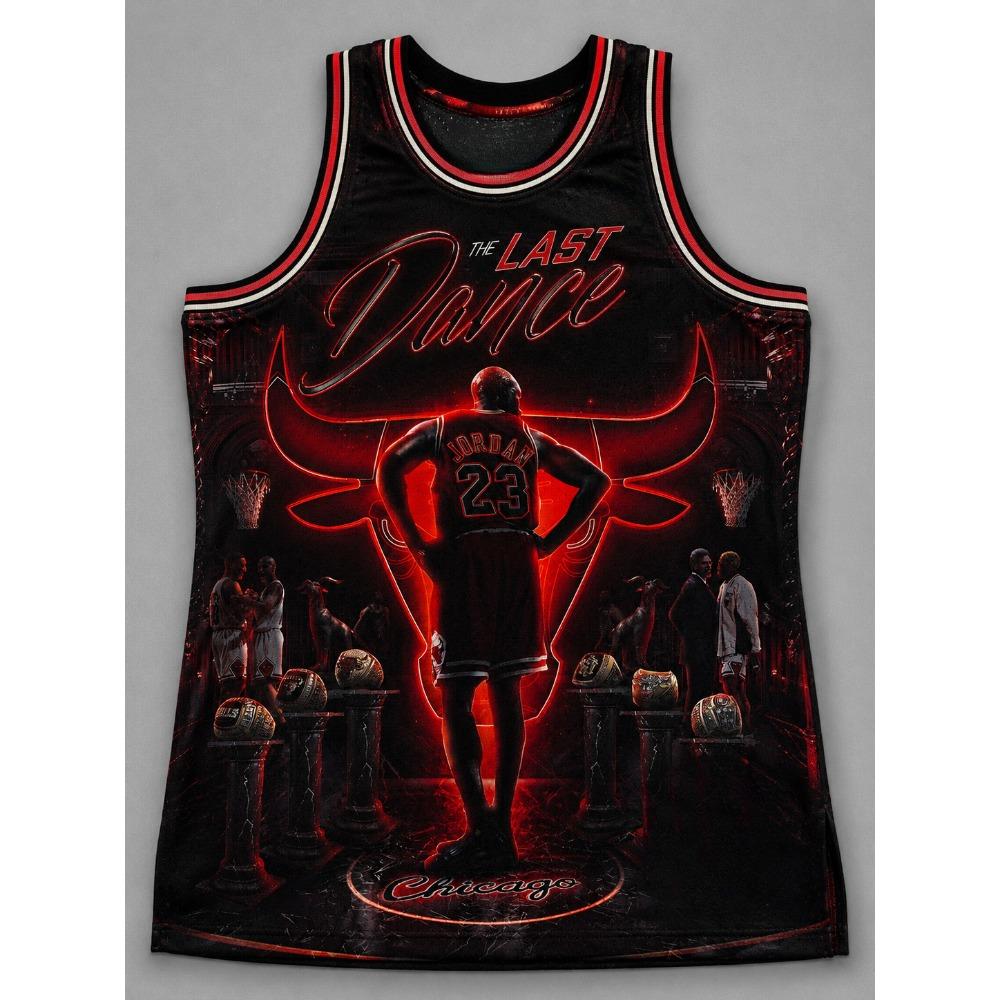 Schwarz Rot Verlauf Bulls Nr. 33 Basketballtrikot Bull Smoke Basketball Print Netz Ärmelloses Tanktop Retro Sportfan Weste