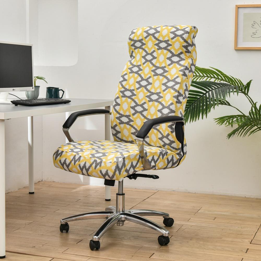 Coprisedia da ufficio con cerniera resistente, coprisedia da scrivania elasticizzato lavabile stampato, coprisedia da computer con schienale alto, coprisedile per sedia da ufficio