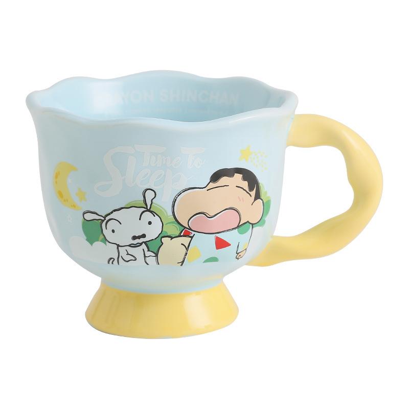 Birthday Gift for Girls Cartoon Mug Cute Water Cup Household Crayon Shin Shiba Ceramic Cup Goblet
