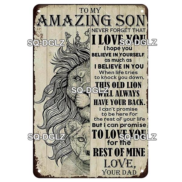 [SQ-DGLZ] To My Son Poster Love Metal Sign Vintage Plaque Tin Sign Plate Wall Room Decor For Bar Club Man Cave Art Painting Gift