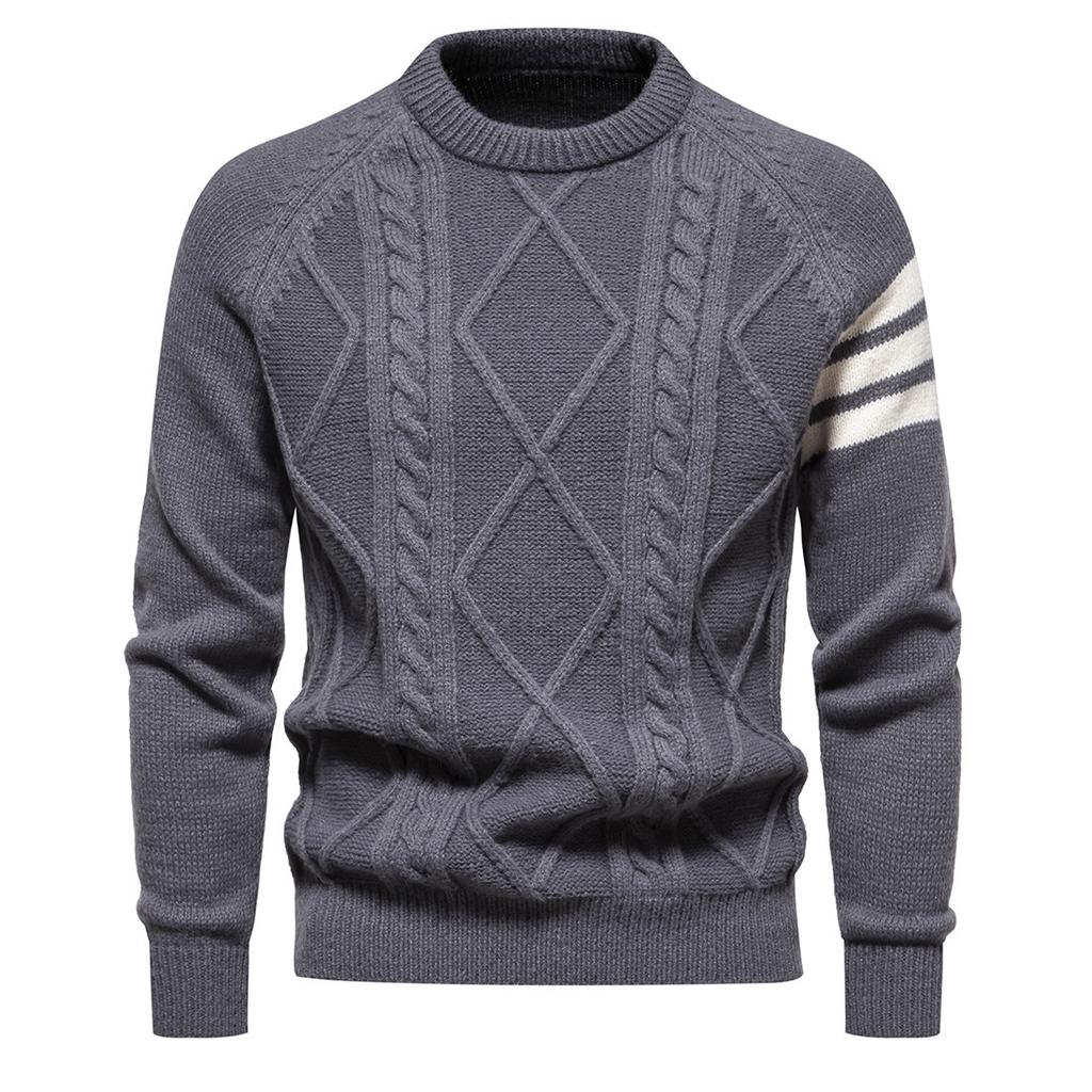 Herbst und Winter Amerikanischer Retro Herrenpullover Rundhals Strickpullover Pullover Lässig Farbblock Unterziehpullover Pullover