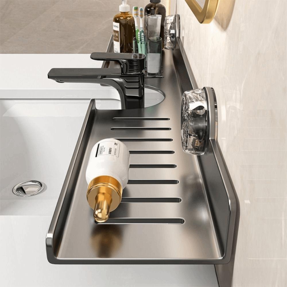 Wall Mounted Suction Cup Storage Shelf Waterproof Washbasin Countertop Shelves  Makeup