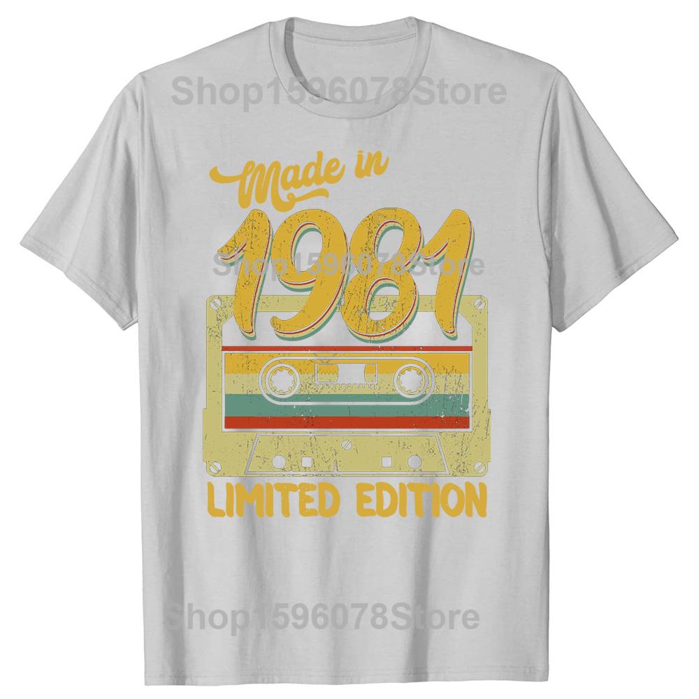 Funny Made In 1981 Limited Edition Birthday Gift Graphic Tshirts Men Fashion Casual Tshirt 100 Cotton Loose Oversized T Shirt