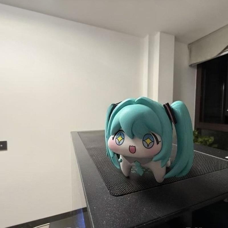 New Doro×Hatsune Miku Cooperation Collectible Figure Car Desktop Decoration Toy Anime Figures Q Version Dolls Model Toys Gift