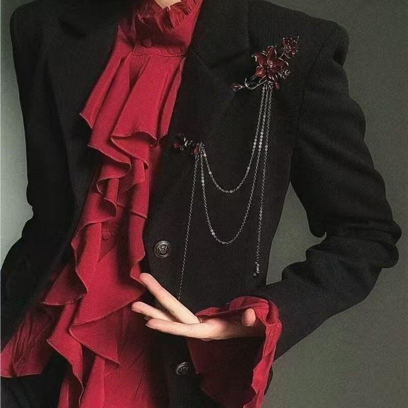 Mandala Brooch Chain Pin Temperament Fashion High End Accessories for Women Blazer Interview Outfit