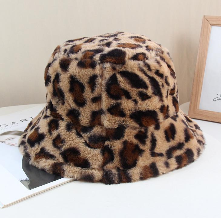 2021 Winter Unisex Custom Furry Fluffy Faux Fur Digital Print Bucket Hat for Daily Casual or Party Wear