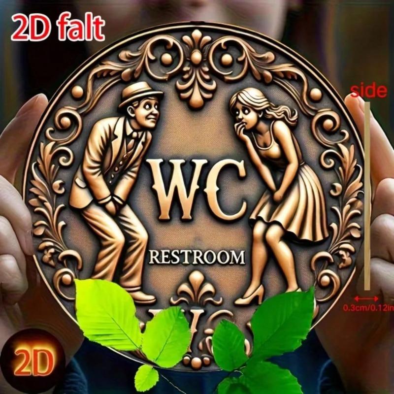 Rustic Vintage Round Toilet Metal Wall Sculpture Halloween Christmas Gift Home Decor