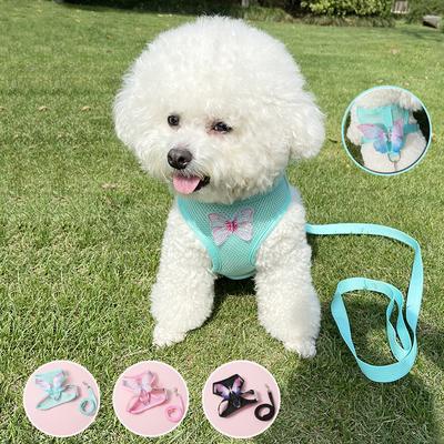 Arnés y Correas de Mariposa para Perro para Perro Pequeño Correa Arnés Transpirable para Gato y Correas Conjuntos Correa para Pasear Perro Correa Arnés para Mascota