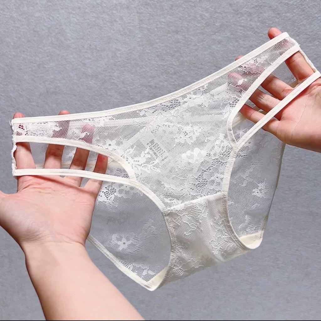 Women's Lace Panties Mid Waist Triangle Briefs Elastic Waist Sexy Comfortable Sexy Bikini Underwear Cheeky Underwear Panties Hipster Lace Trim Panties
