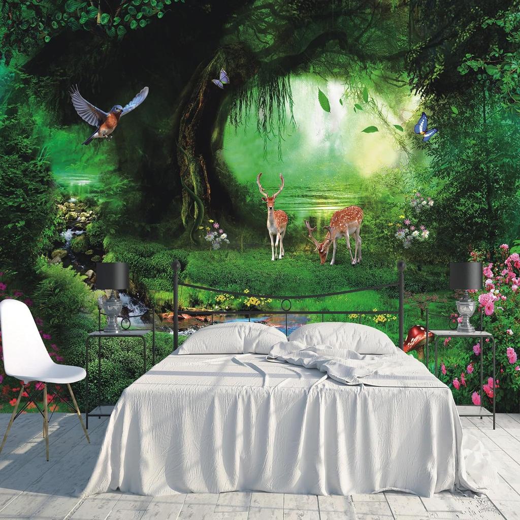 Forest Stream Wallpaper Forest Flowers Natural Landscape Wall Mural Bedroom Living Room Wallpaper