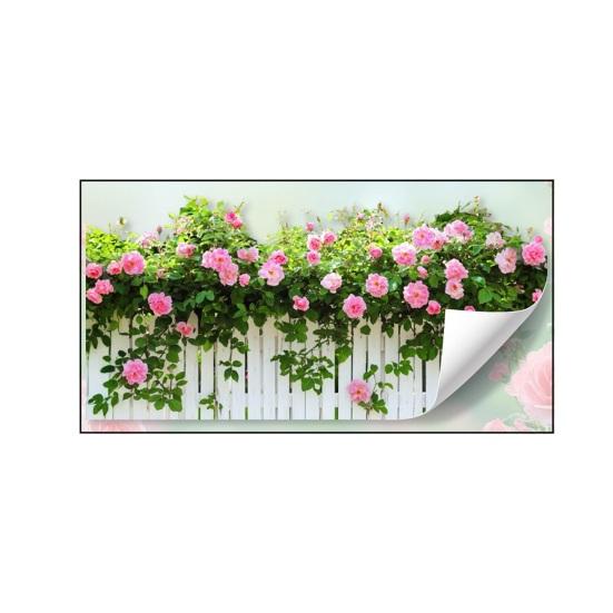 Spring Pink Flowers Fence Wall Decal Removable Floral Wall Art Murals Peel And Stick