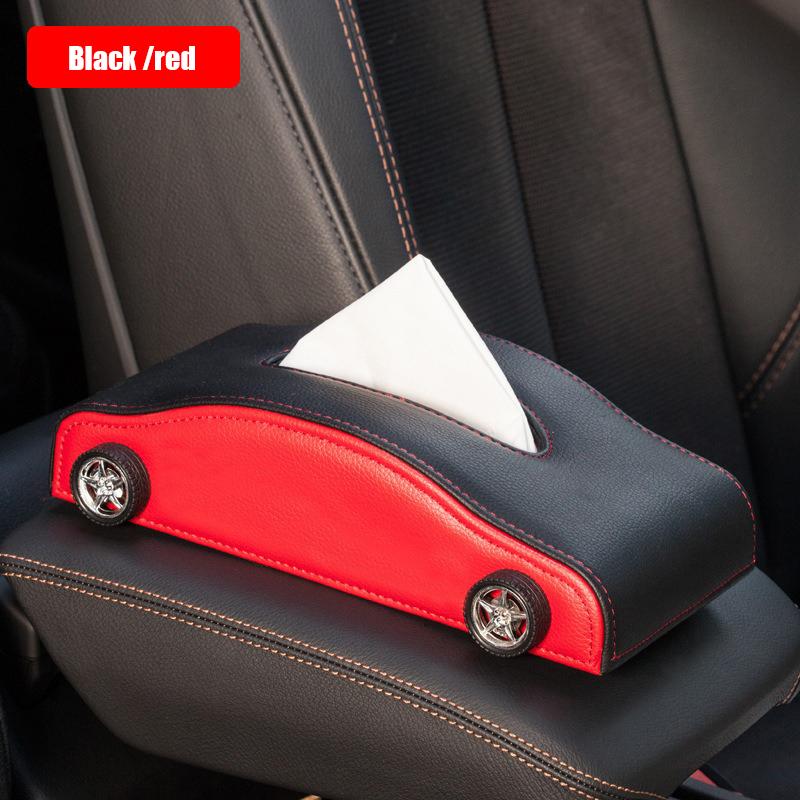 High-end Fashion Pu Leather Car Tissue Box Holder Business  Armrest box Tissue Box Cover car Tissue Holder with Magnetic Bottom