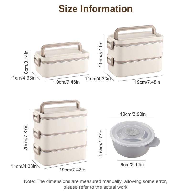 Lunch Box Leakproof Food Box 304Stainless Steel Meal Prepping Box Food Storage Box Suitable for School and Office