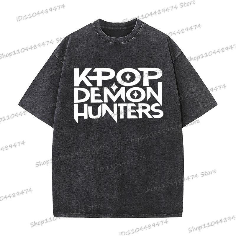 Neuer Film KPop Dämonenjäger Tiger T-Shirt Sommer Baumwolle Kurzarm T-Shirts für Damen Herren Lässig Gewaschene Vintage Oberteile Tees