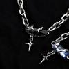 Fashion Crystal Stone Cross Charm For Women Men Punk Star Silver Chain Adjustable Bracelet Black Blue Crystal