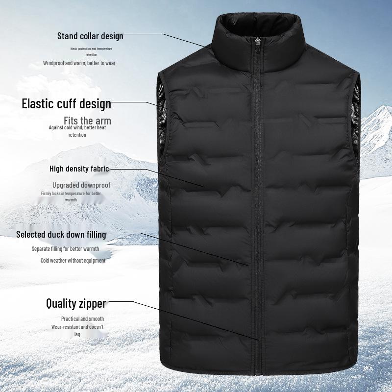 

Men s Lightweight 80% Graphene Down Vest - 25 Winter, Anti-static, Warm Inner Layer, Plus Size, Includes Storage Bag 2XL