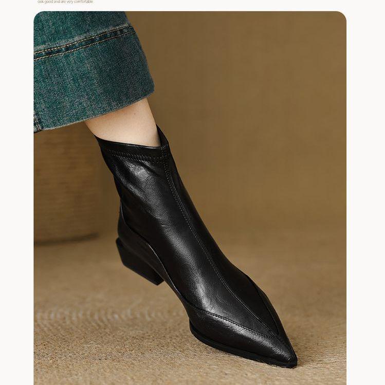 Dámské kotníkové boty s špičatou špičkou a robustním podpatkem se zadním zipem - Zateplené fleecem, všestranné elastické ponožkové boty pro podzim/zimu 2025.