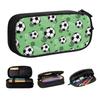 Custom Soccer Ball And Goal Green Pattern Cute Pencil Case Girl Boy Large Storage Football Pencil Pouch Students Stationery